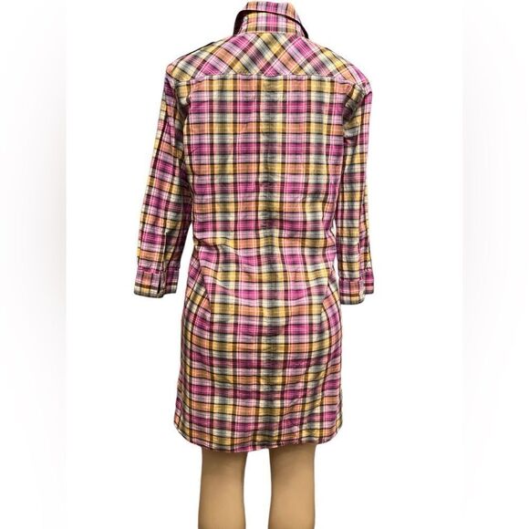 Theory Dinorah Plaid Cotton tunic Shirt Dress - Picture 3 of 5